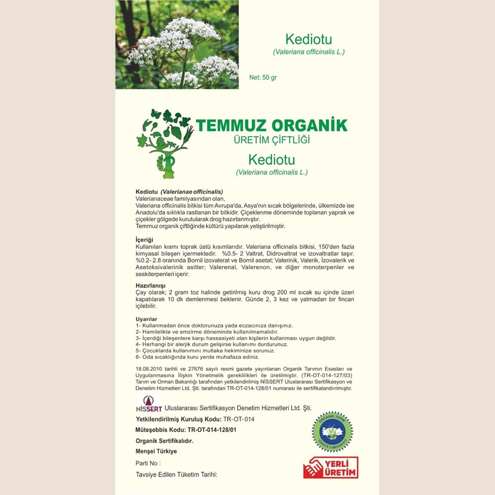 VALERİAN (Kedi Otu) 25 gr