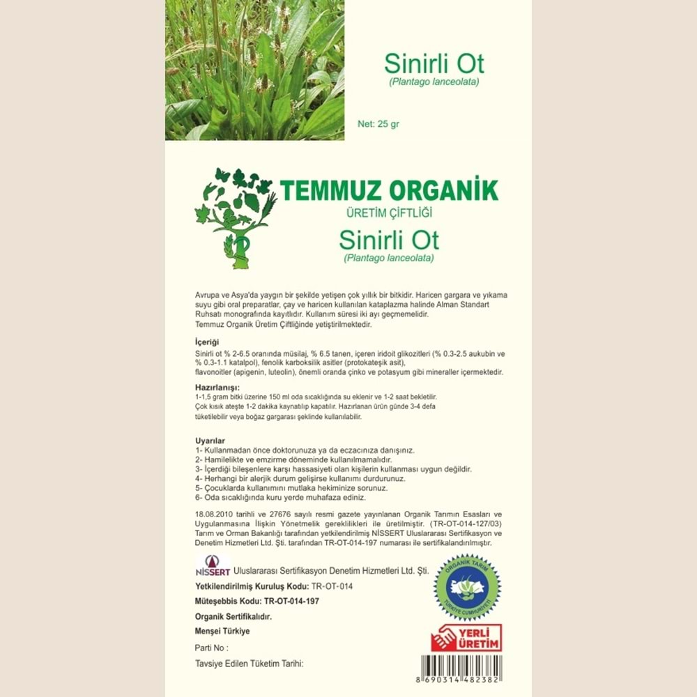 SİNİRLİOT (PLANTEGO) 25 gr